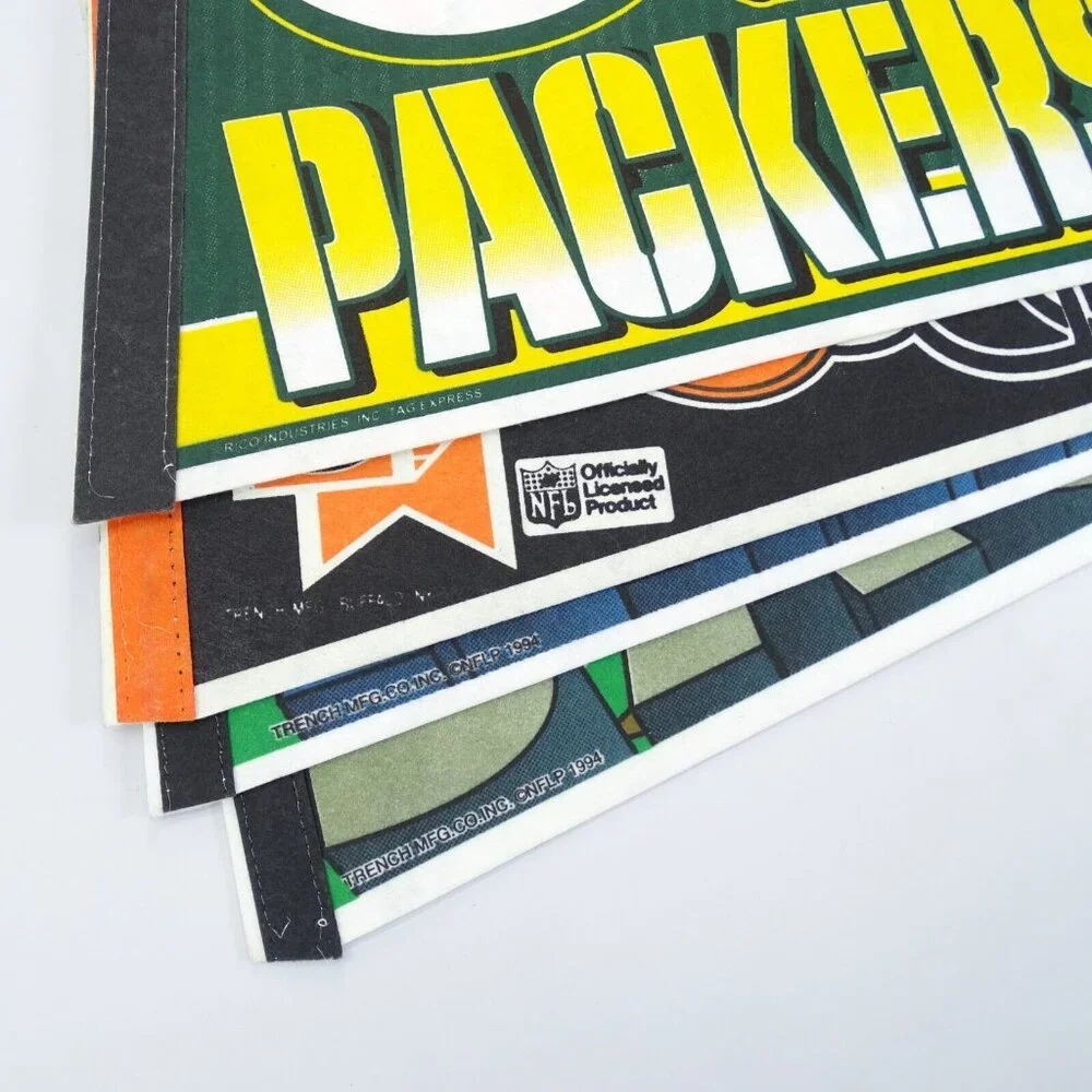 Lot of 5 1990's NFL Football Pennants Packers Panthers Jaguars Bengals‎ Saints